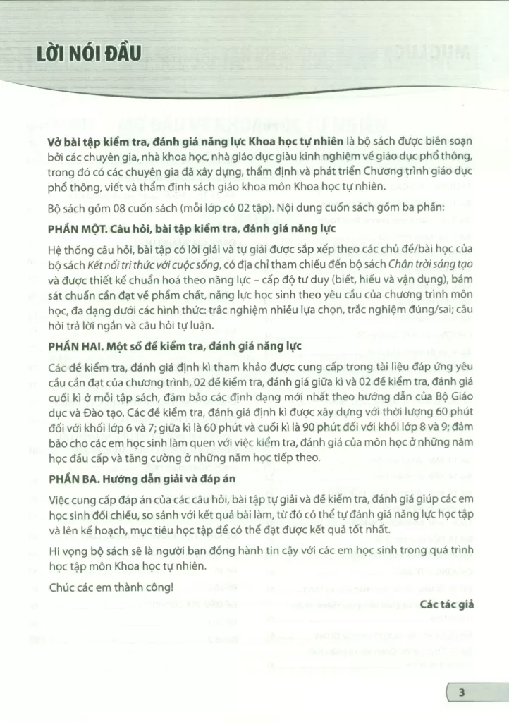 VỞ BÀI TẬP KIỂM TRA, ĐÁNH GIÁ NĂNG LỰC KHOA HỌC TỰ NHIÊN LỚP 6 - TẬP 1 (Sử dụng cho SGK Kết nối tri thức, Chân trời sáng tạo)